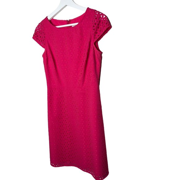 J Crew Dress Womens Size 2 Short Sleeve Mini Fit and Flare Pink Fuchsia Work XS - Picture 5 of 13